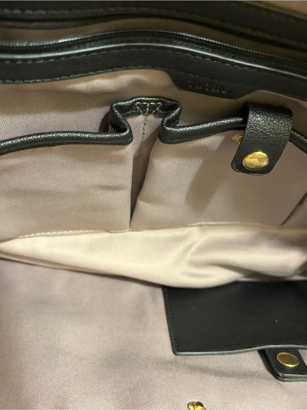 Women's Black Saffiano Laptop Bag with Gold Accent